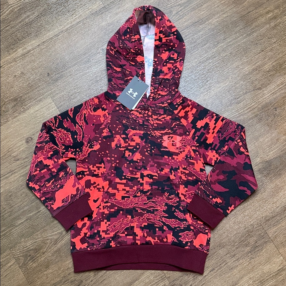 Under Armour Kids Red and Black Digital Camo Hoodie